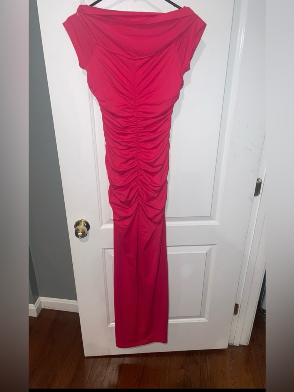 New! Susana Monaco V Wire Gathered Off Shoulder Ruched Maxi Dress 💗 Small NWT! - Picture 10 of 12